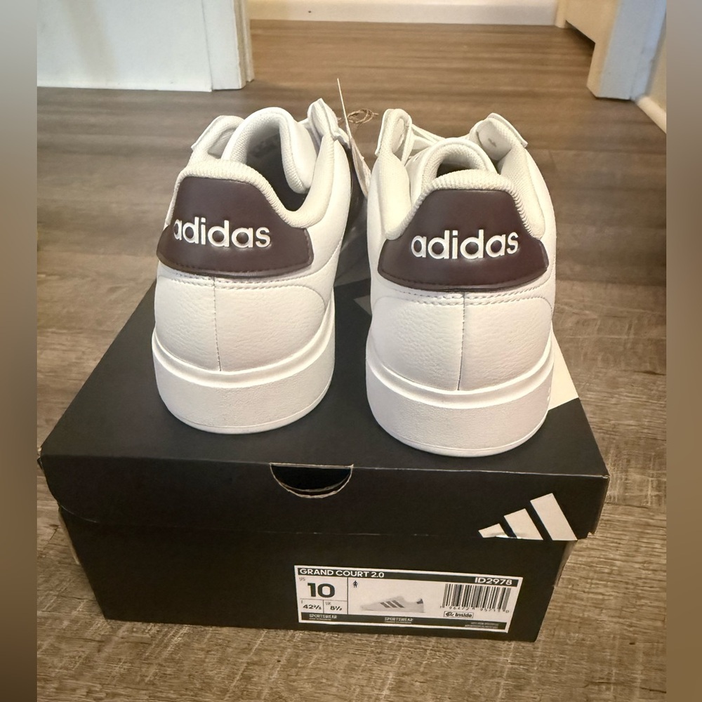 Adidas womens grand court 2.0 White Sneakers with brown Stripes - Picture 3 of 3